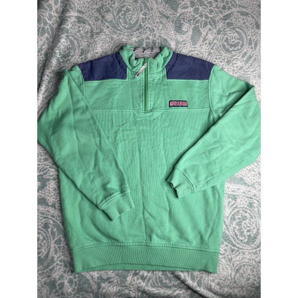 Vineyard Vines Quarter Zip Sweatshirt Green Blue Color Block‎ Pullover XS